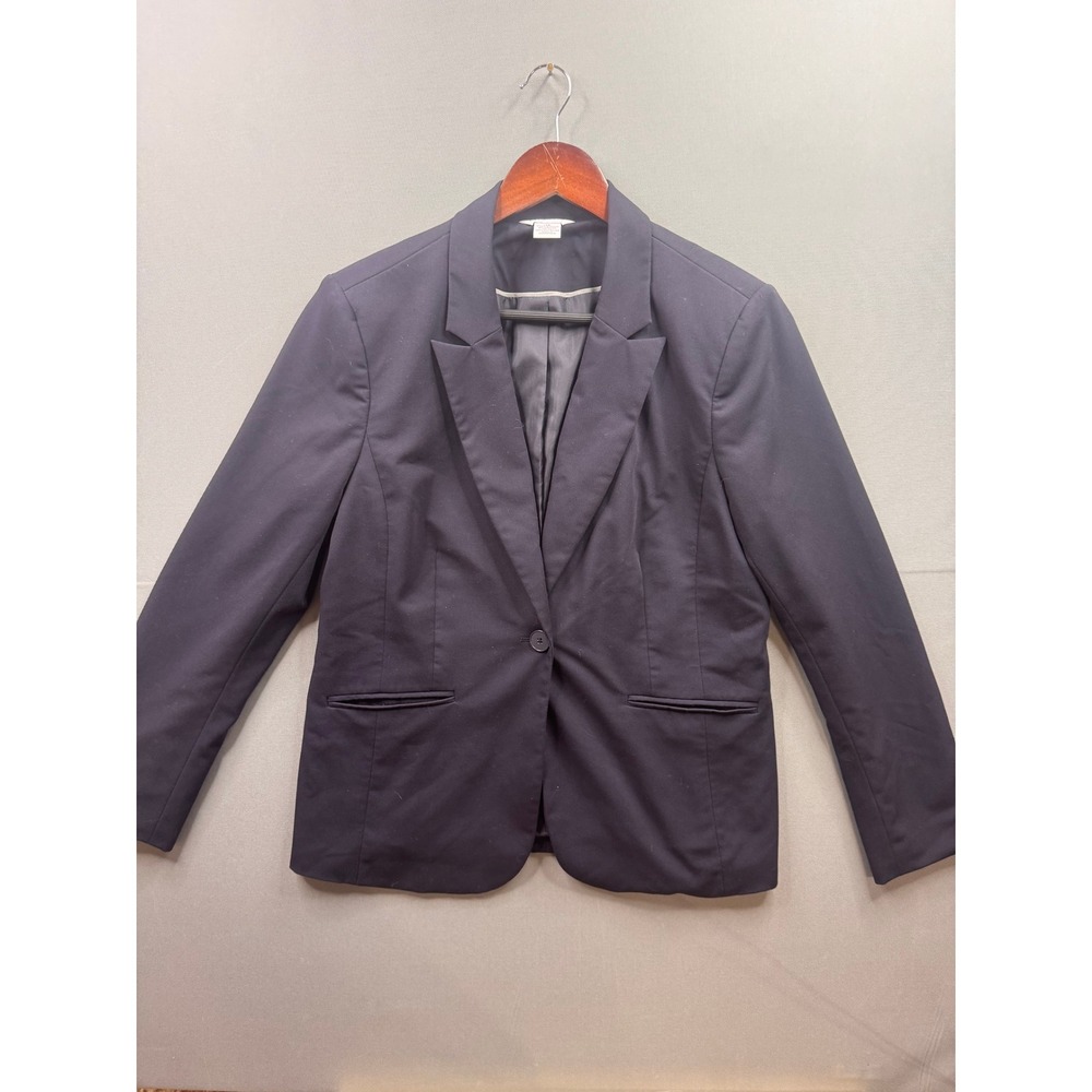Liz Claiborne Blazer Women Navy Blue Single Button Professional Stretch Size 12